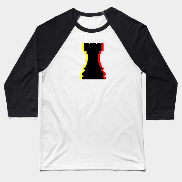 Trippy Rook Piece (Yellow and Red) Baseball T-Shirt by inotyler